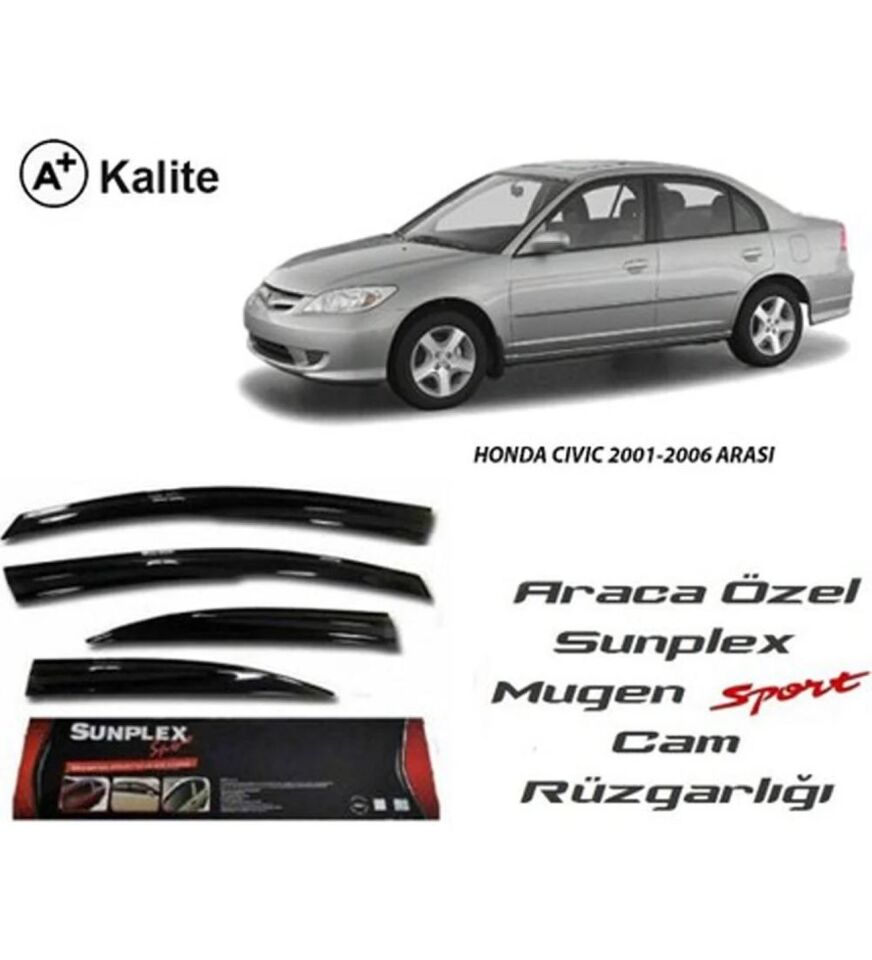 Honda Civic Mugen Cam Rüzgarlığı 2001-2006 arası 4'lü Sunplex