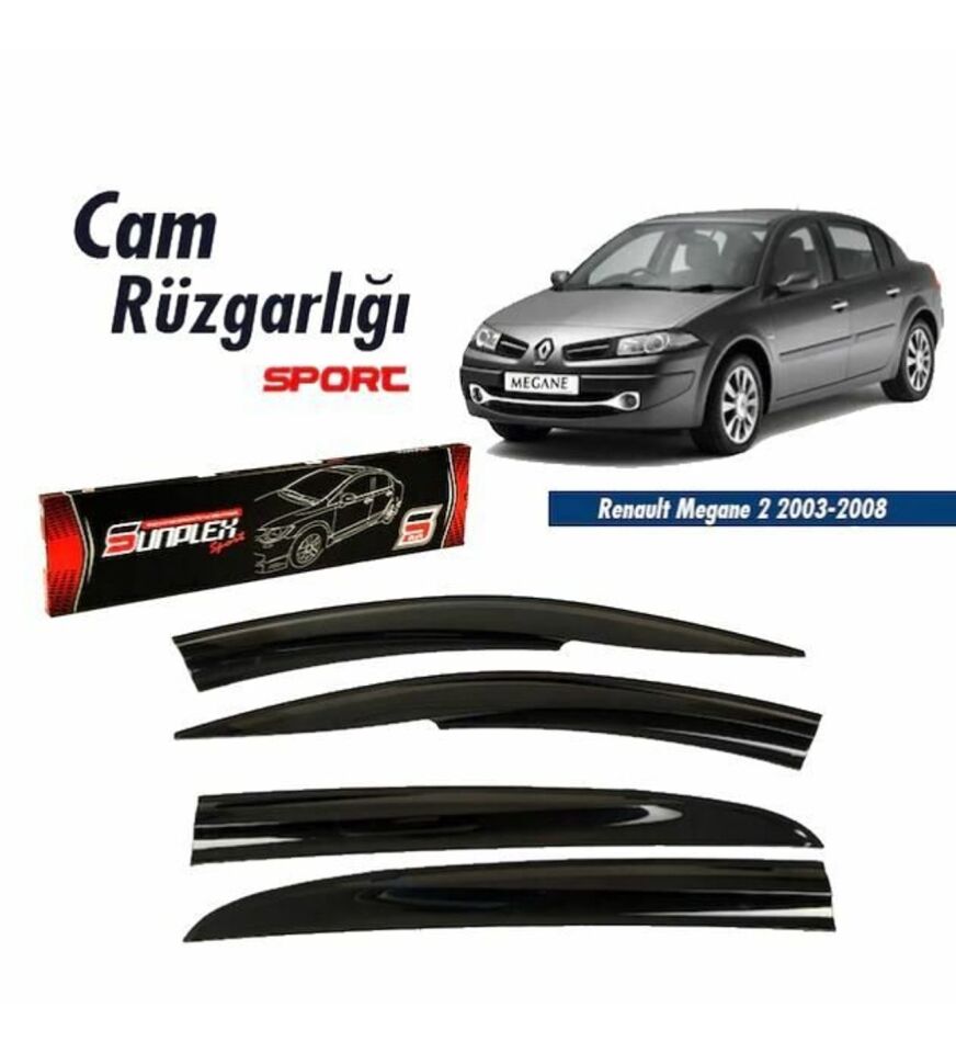 Renault Megane 2 sedan Mugen Cam Rüzgarlığı 2003-2008 arası 4'lü Sunplex