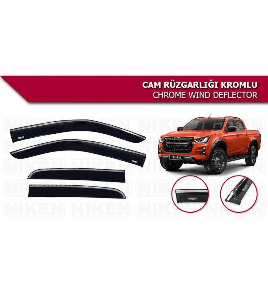 Isuzu Dmax Kromlu Cam Rüzgarlığı Niken 2021+ sonrası uyumlu