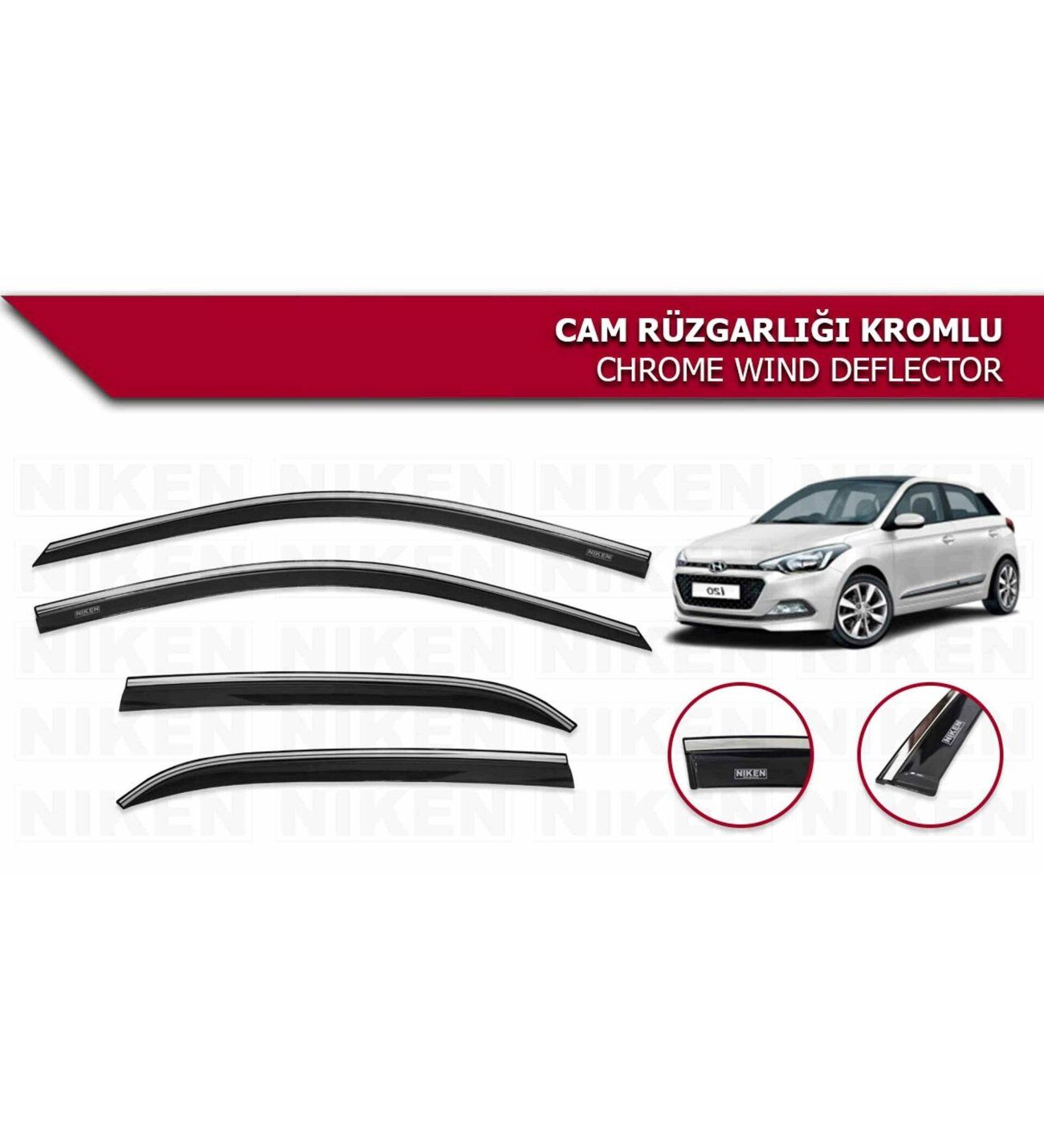 Hyundai i20 Kromlu Cam Rüzgarlığı Niken 2015-2020 arası modeller uyumlu