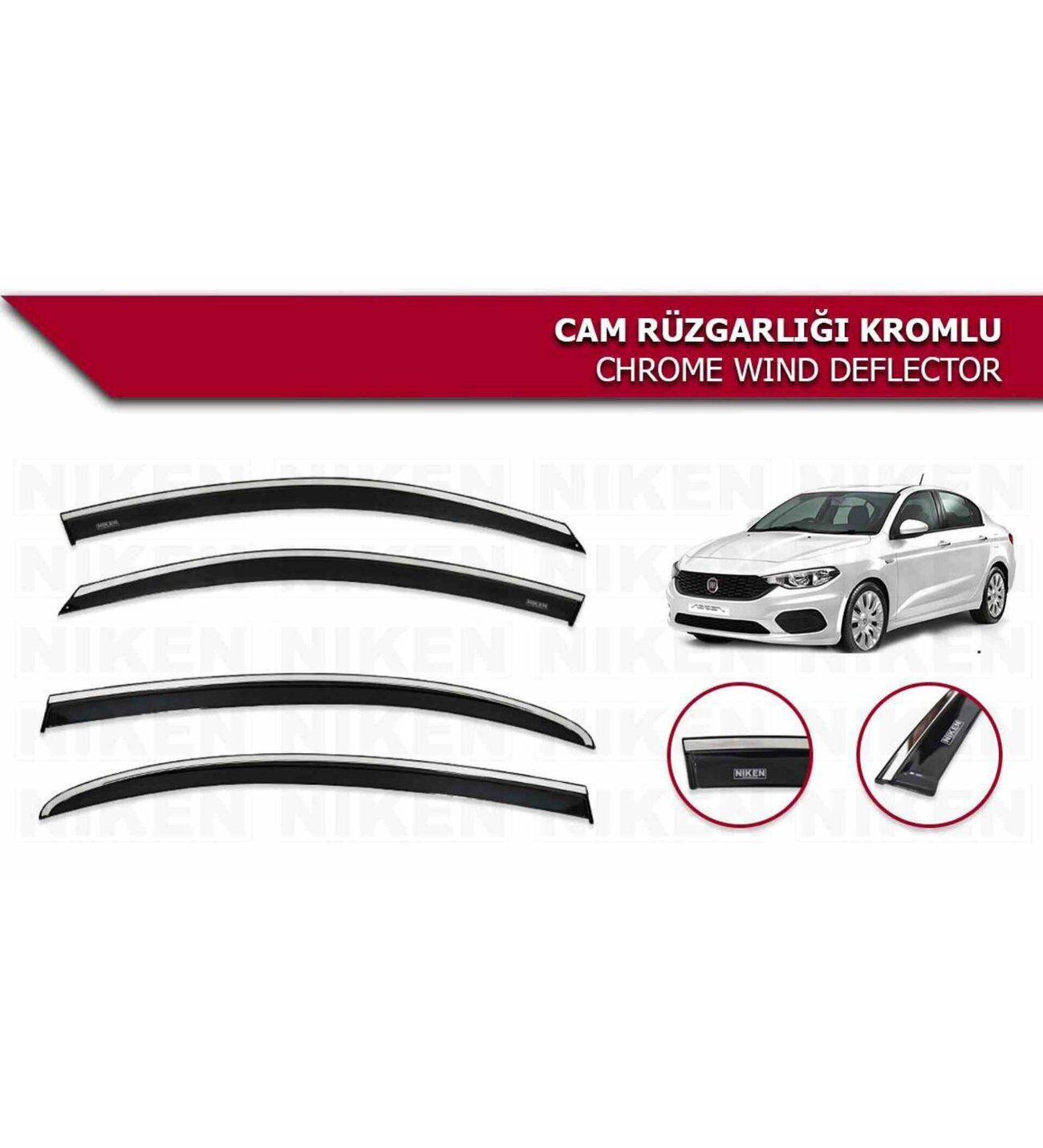 Fiat Egea Kromlu Cam Rüzgarlığı Niken 2016+ sonrası modeller uyumlu