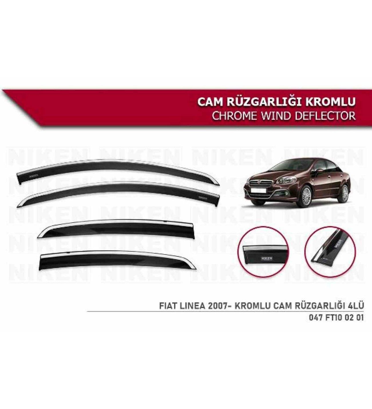 Fiat Linea Kromlu Cam Rüzgarlığı Niken 2007+ sonrası modeller uyumlu