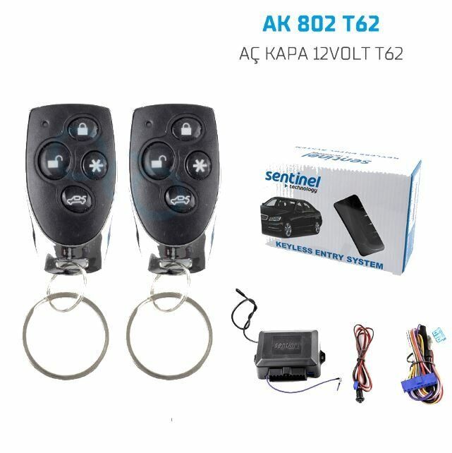 Oto açma kapama sistemi uzaktan kumandalı 12v T62 Sentinel