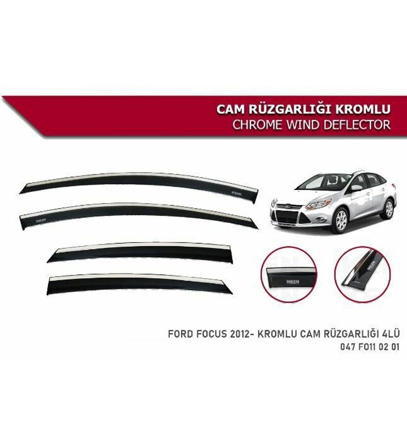 Ford Focus 3 Kromlu Cam Rüzgarlığı Niken 2011-2018