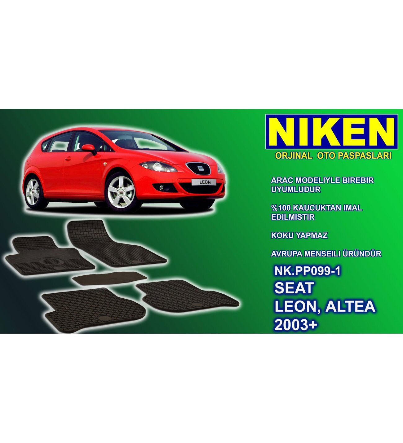 Seat Altea paspas kauçuk oem germany 2004+ Sonrası NİKEN