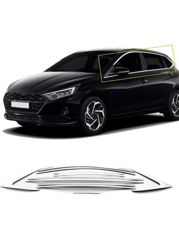 Hyundai i20 Krom Cam Çerçevesi 14 Parça TamTur 2020+ Uyumlu