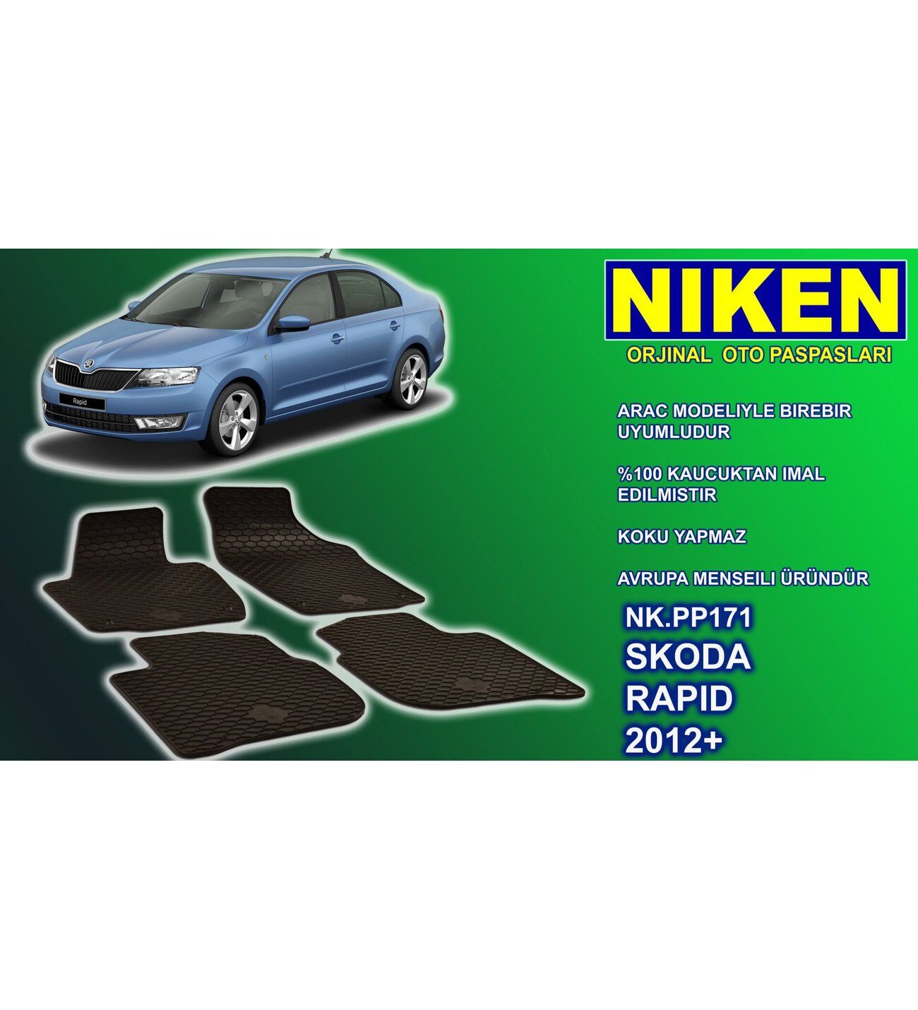 Skoda Rapid paspas kauçuk oem germany 2012+ Sonrası NİKEN