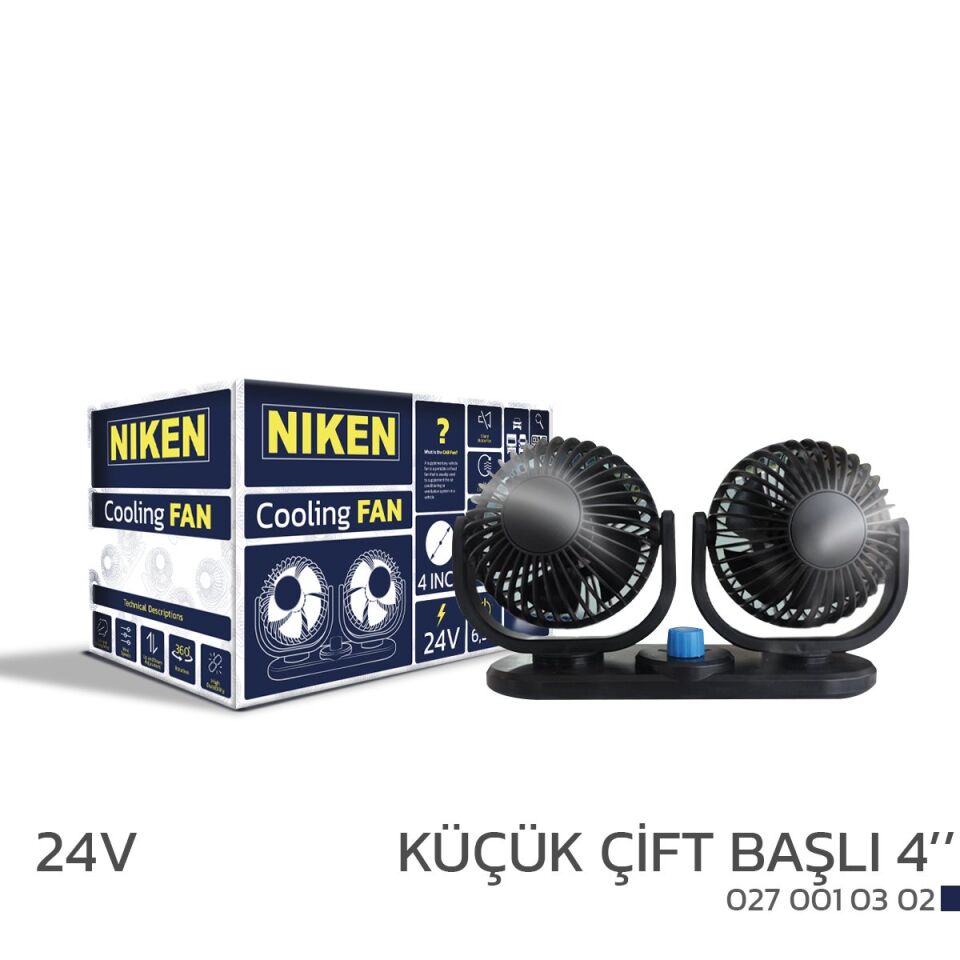 Araç Içi Vantilatör Küçük Çift Başlı 24v 4 inç Üniversal Niken