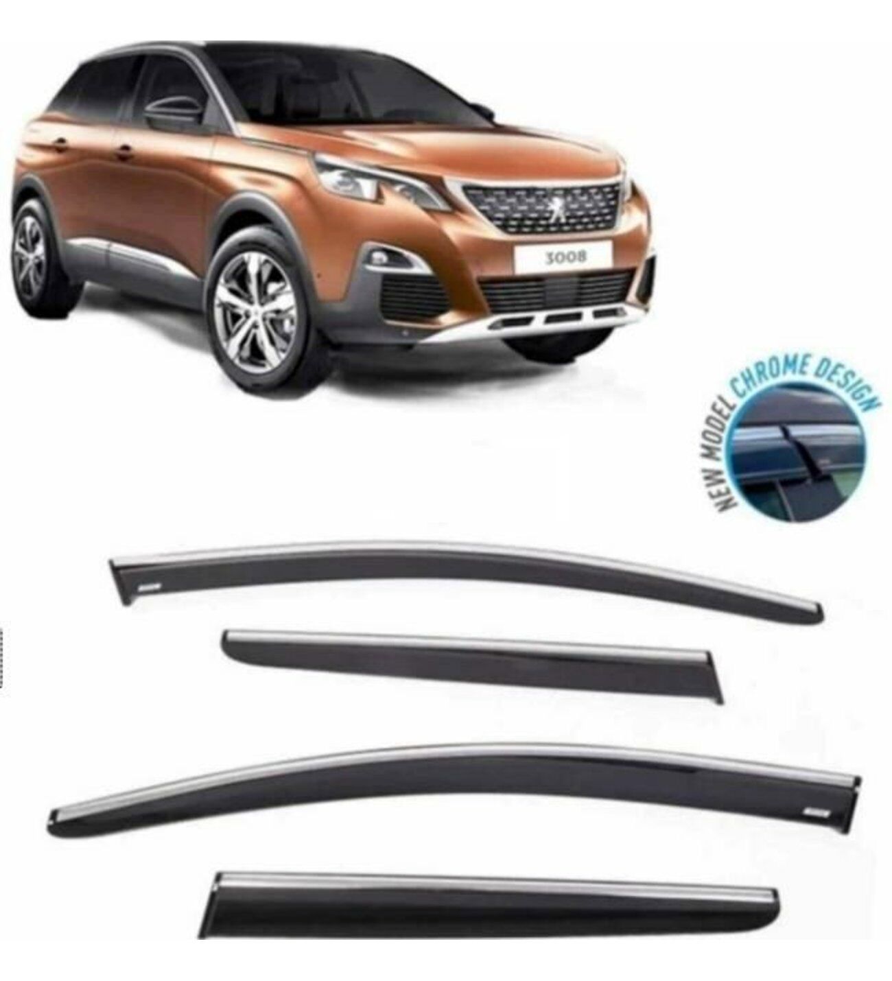 Peugeot 3008 Kromlu Cam Rüzgarlığı 2016-2023 arası Sunplex