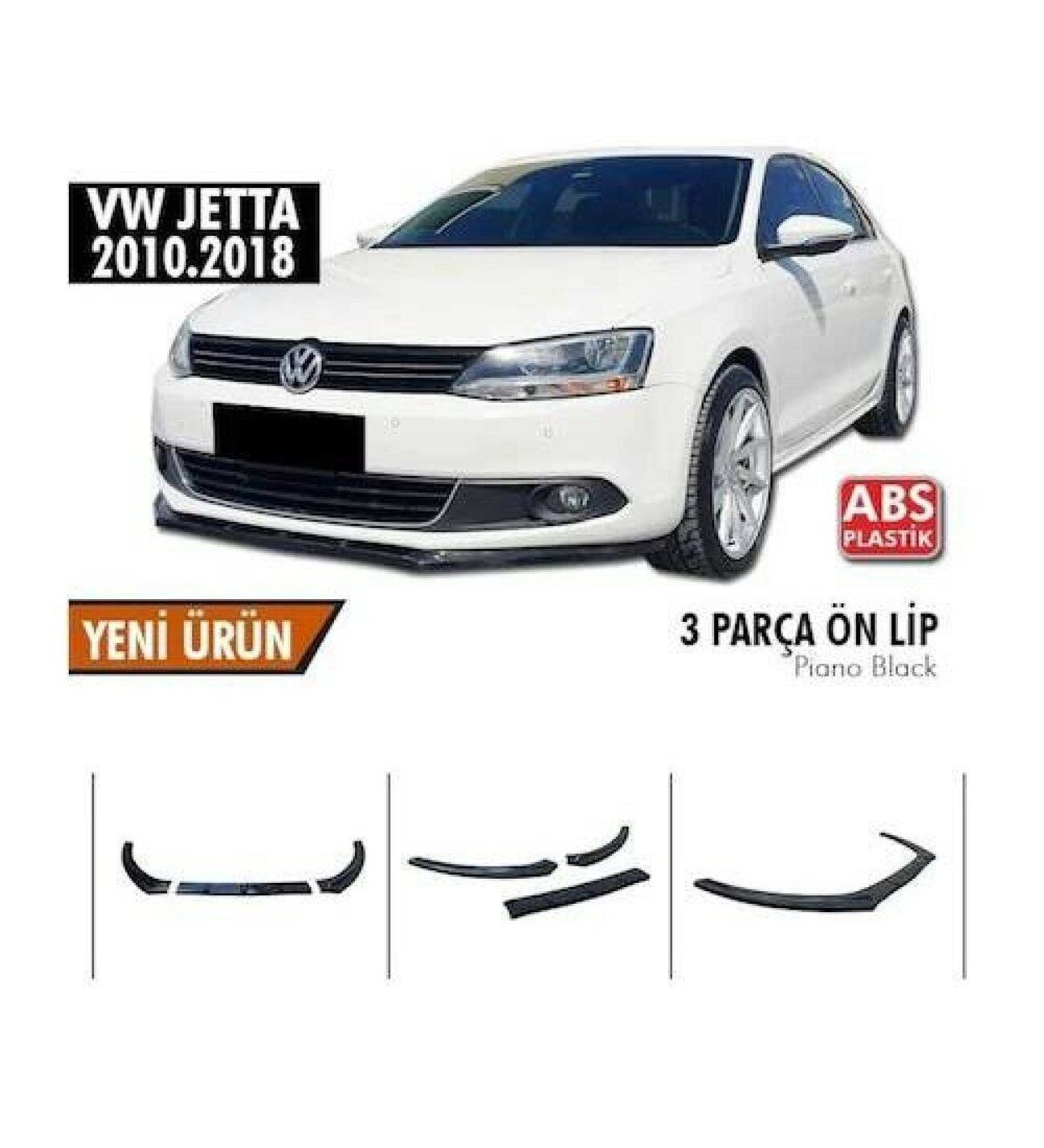 Vw Jetta uyumlu ön tampon altı lip 3 parça kulaklı pianoblack 2011 sonrası