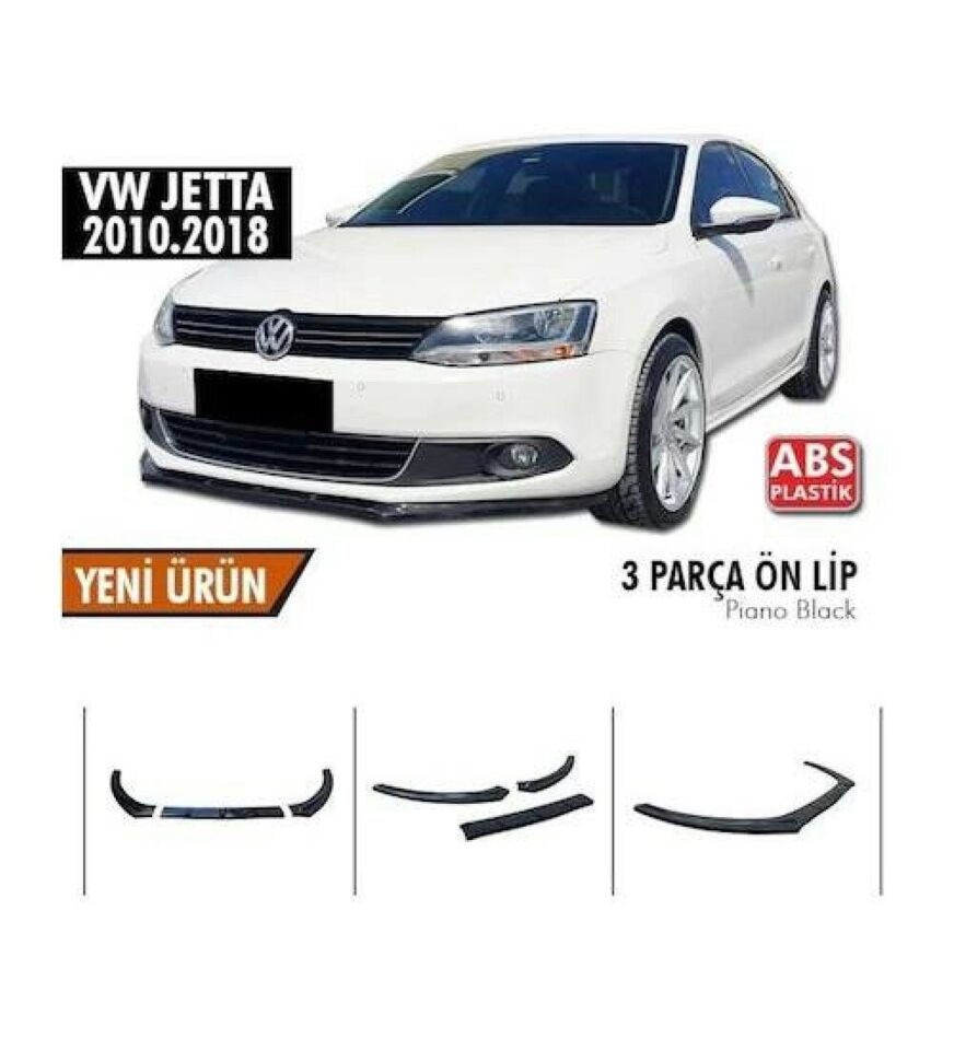 Vw Jetta uyumlu ön tampon altı lip 3 parça kulaklı pianoblack 2011 sonrası