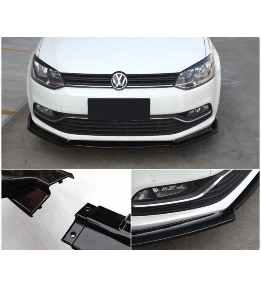 Vw Polo uyumlu ön tampon altı lip 3 parça kulaklı pianoblack 2009-2017 arası