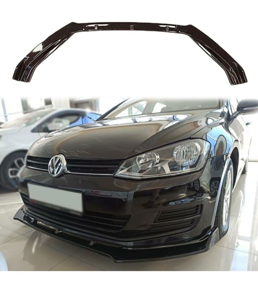 Vw Golf 7-7.5 uyumlu ön tampon altı lip 3 parça kulaklı pianoblack 2013-2020 arası