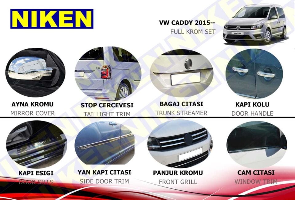 Vw caddy full krom set 2015 sonrası Niken