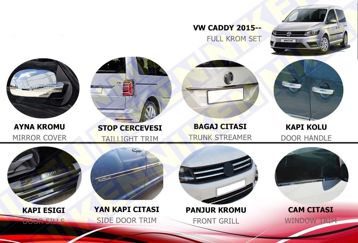 Vw caddy full krom set 2015 sonrası Niken