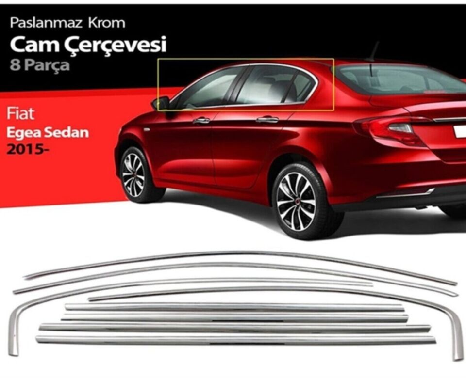 Fiat Egea Hb/Sedan-Cross 20+ Krom Cam Çerçevesi 8 Parça 2015+ Uyumlu