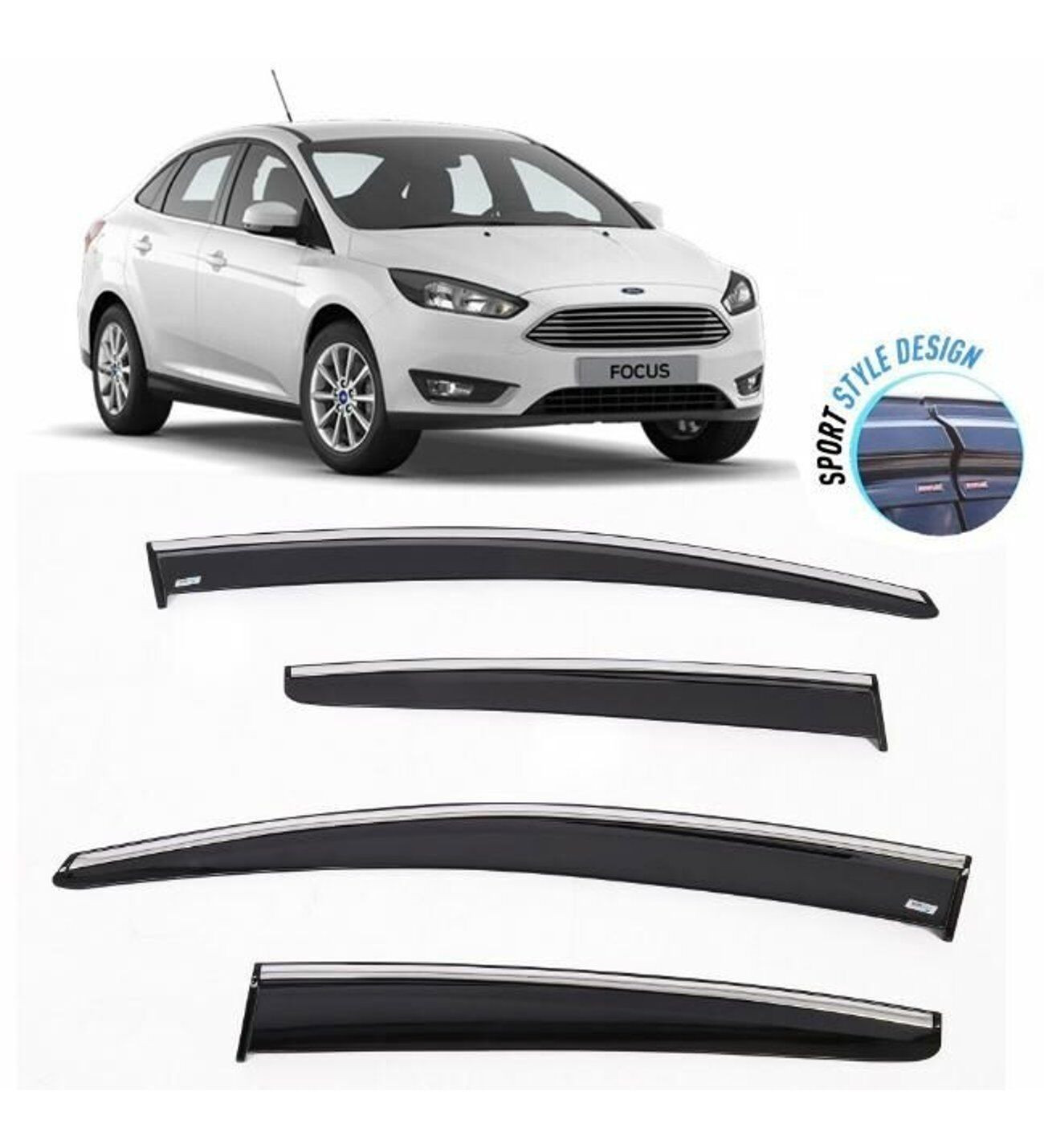 Fiat Focus 3 (hb-sedan) Kromlu Cam Rüzgarlığı 2011-2015 arası Sunplex