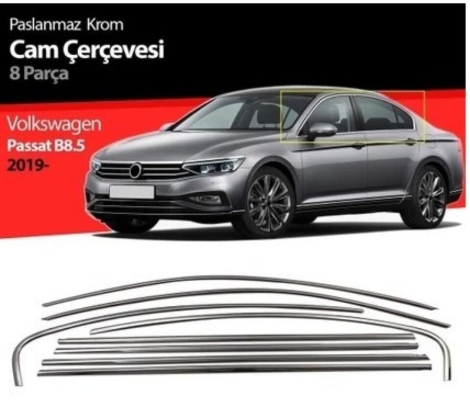 Vw Passat B 8,5 Sd Krom Cam Çerçevesi 8 Parça TamTur 2020+ Uyumlu