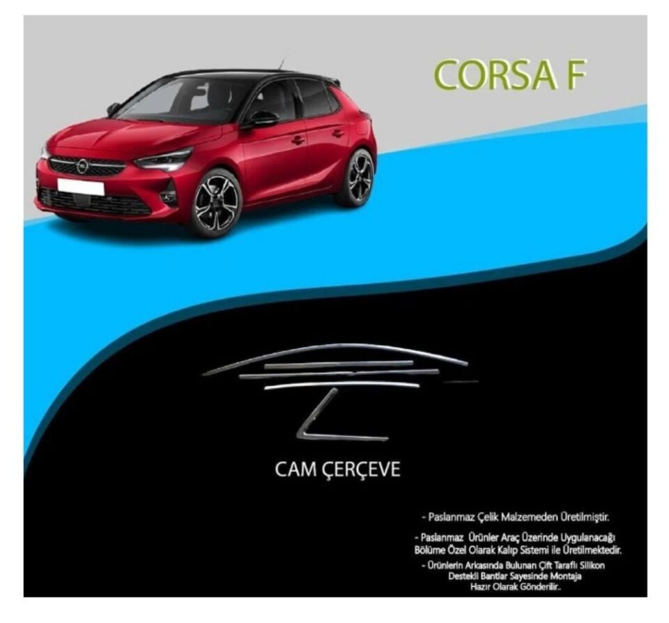 Opel Corsa F Krom Cam Çerçevesi 10 Parça TamTur 2019+ Uyumlu