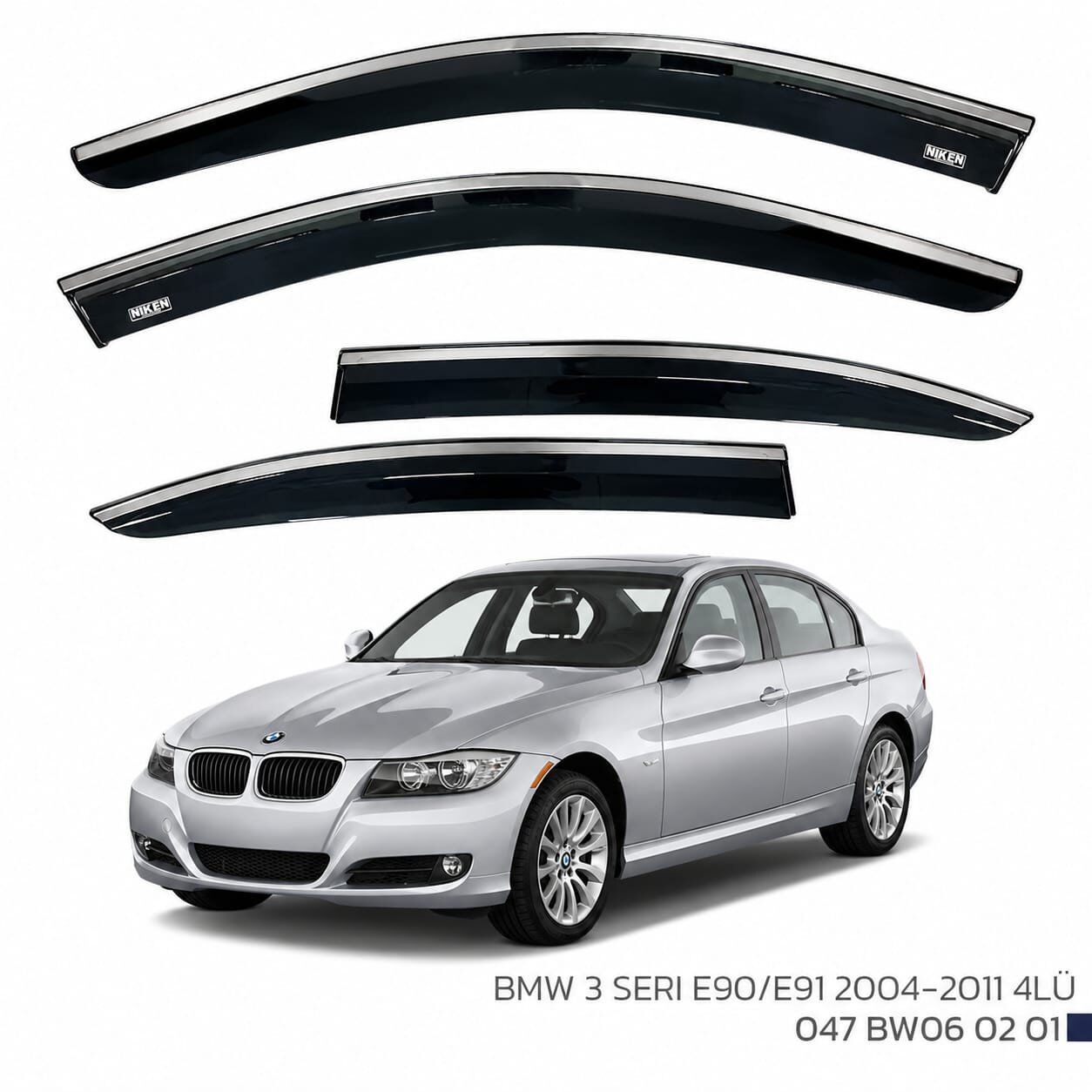 Bmw 3 Serisi E90 Cam Rüzgarlığı Kromlu 2004-2011 Arası Uyumlu