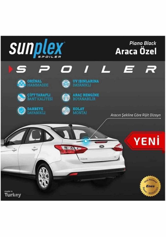 Toyota Corolla Spoiler Piano Black 2019-2023 arası modellere uyumlu Sunplex