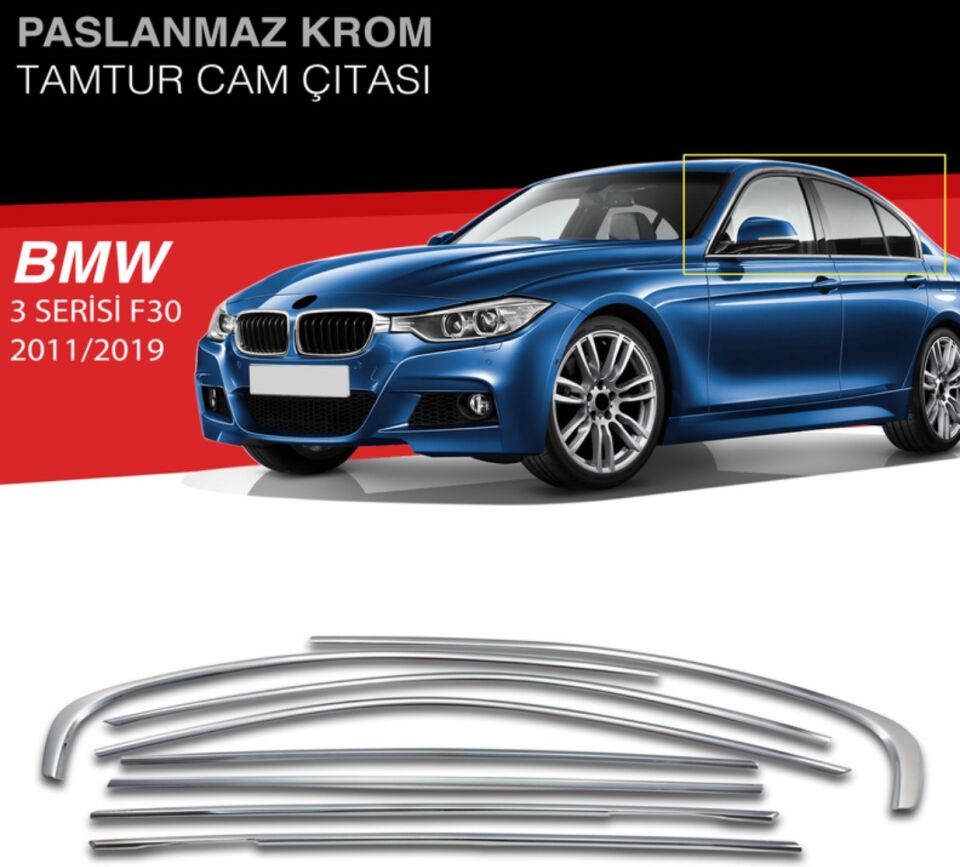 Bm-w F30 Krom Cam Çerçevesi 8 Parça TamTur 2011-2019 Arası Uyumlu