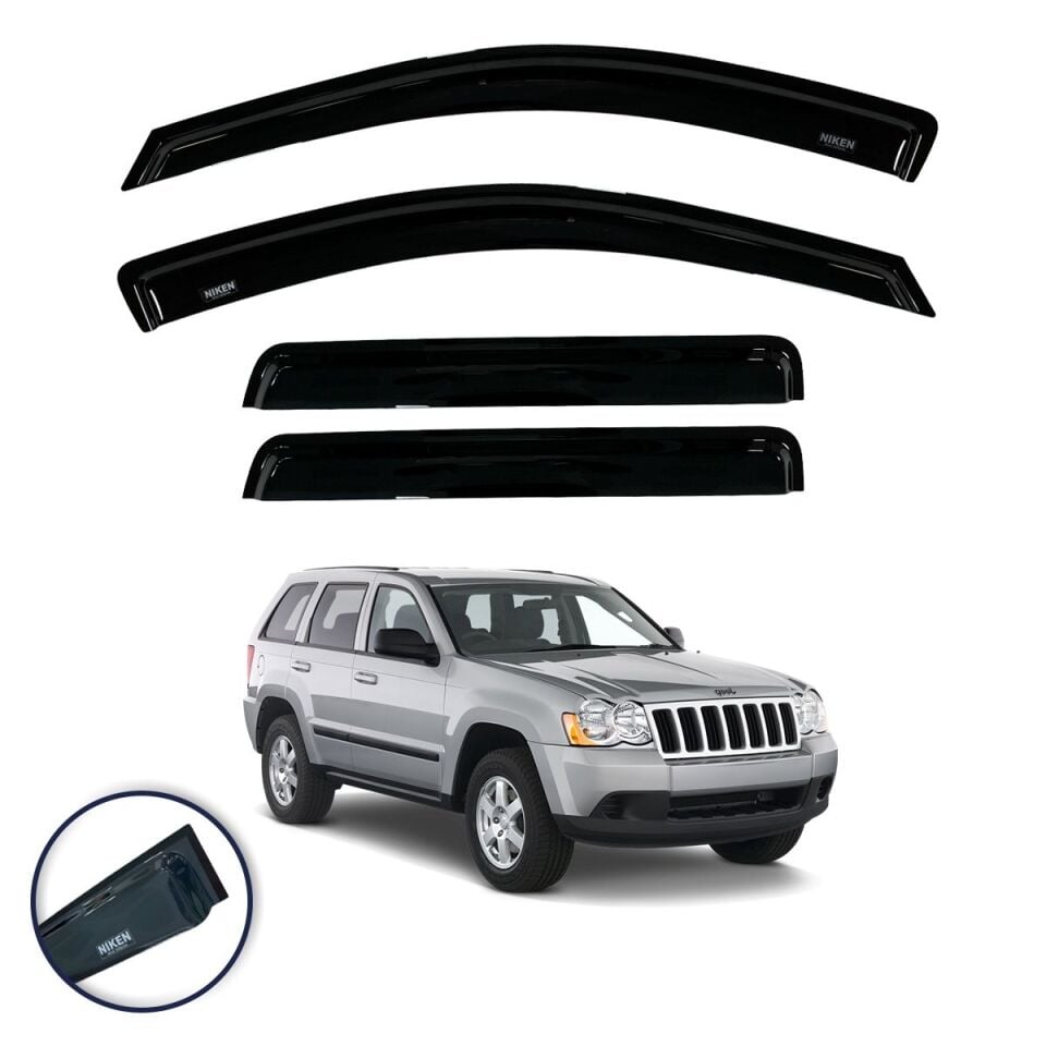 Jeep Grand Cherokee WK Cam Rüzgarlığı 4'lü  2005-2010 Niken (Kromsuz model)