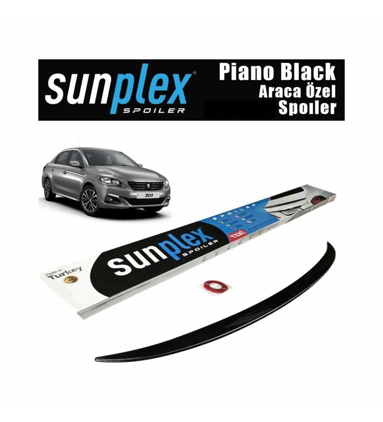 Peugeot 301 Spoiler Piano Black 2012-2021 arası modellere uyumlu Sunplex