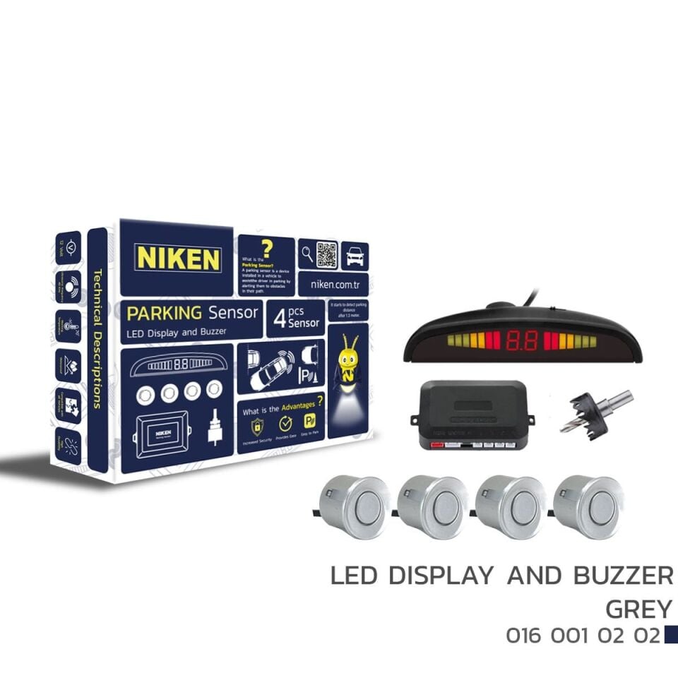 Park sensörü led ekranlı-ses ikazlı gri oem Tüm modellere uyumlu Niken