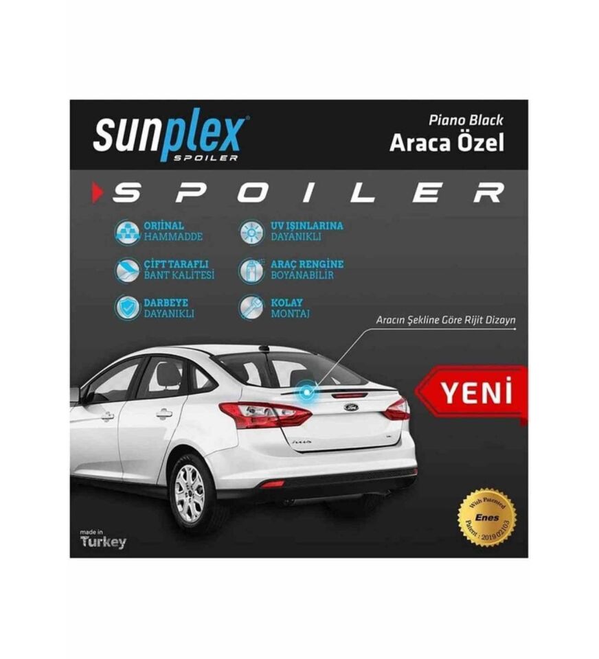 Fiat Egea Spoiler Piano Black 2015-2023 arası modellere uyumlu Sunplex