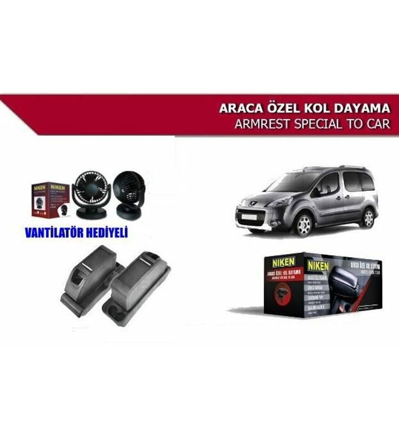 Peugeot Partner Tepee Kol Dayama Kolçak 2008- Vantilatör Hediyeli