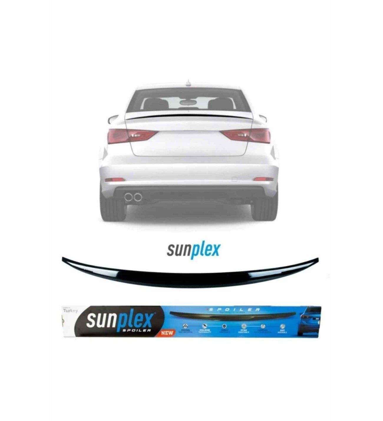 Audi A3 Sedan Spoiler Piano Black 2013-2019 arası modellere uyumlu Sunplex