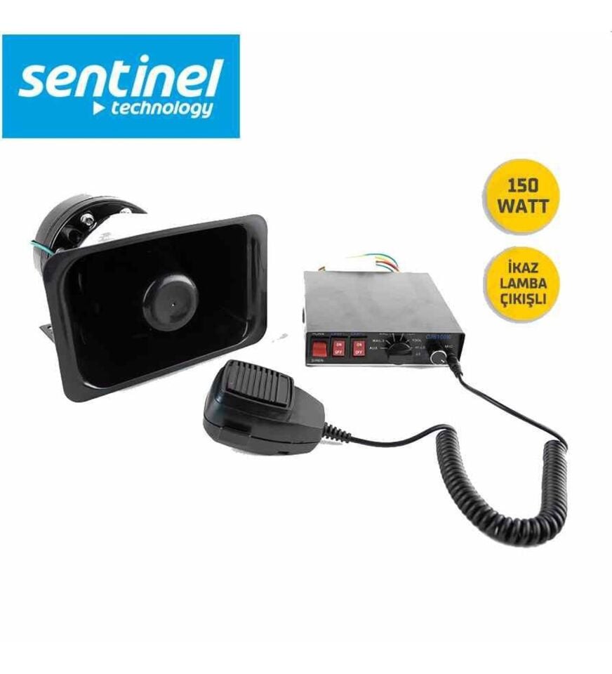 Profesyonel Siren 12V 150W Konuşmalı Sentinel