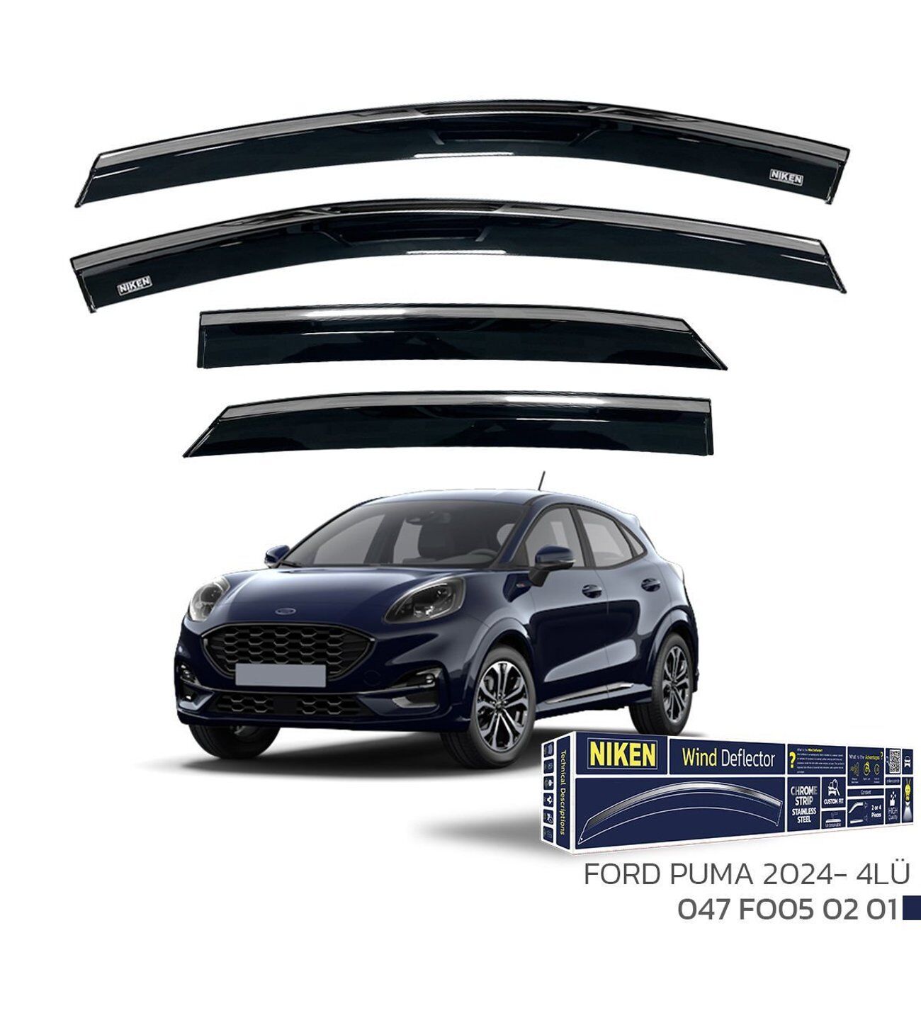 Ford Puma Kromlu Cam Rüzgarlığı Niken 2024+  Sonrası Uyumlu