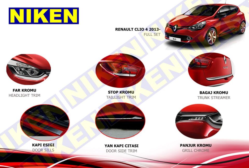 Renault clio 4 hb full krom set 2013-2019 arasi modeller Niken
