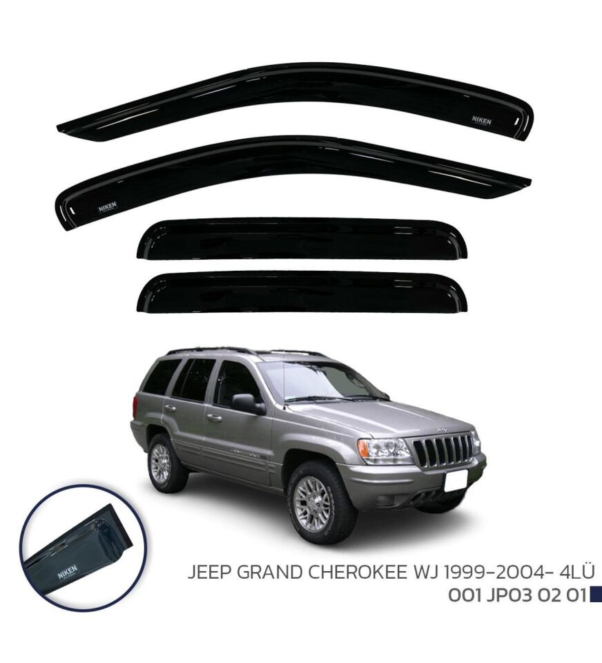 Jeep Grand Cherokee WJ Cam Rüzgarlığı 4'lü  1999-2004 Niken (Kromsuz model)