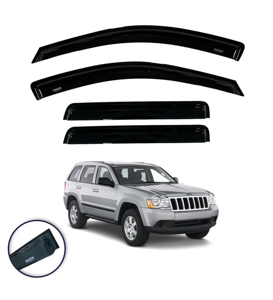 Jeep Grand Cherokee WK Cam Rüzgarlığı 4'lü  2005-2010 Niken (Kromsuz model)