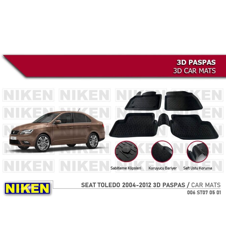 Seat Toledo Havuzlu 3D Paspas Niken Siyah 2004-2012 Arası