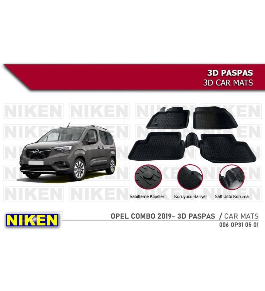Opel Combo Havuzlu 3D Paspas Niken Siyah 2019+ Sonrası