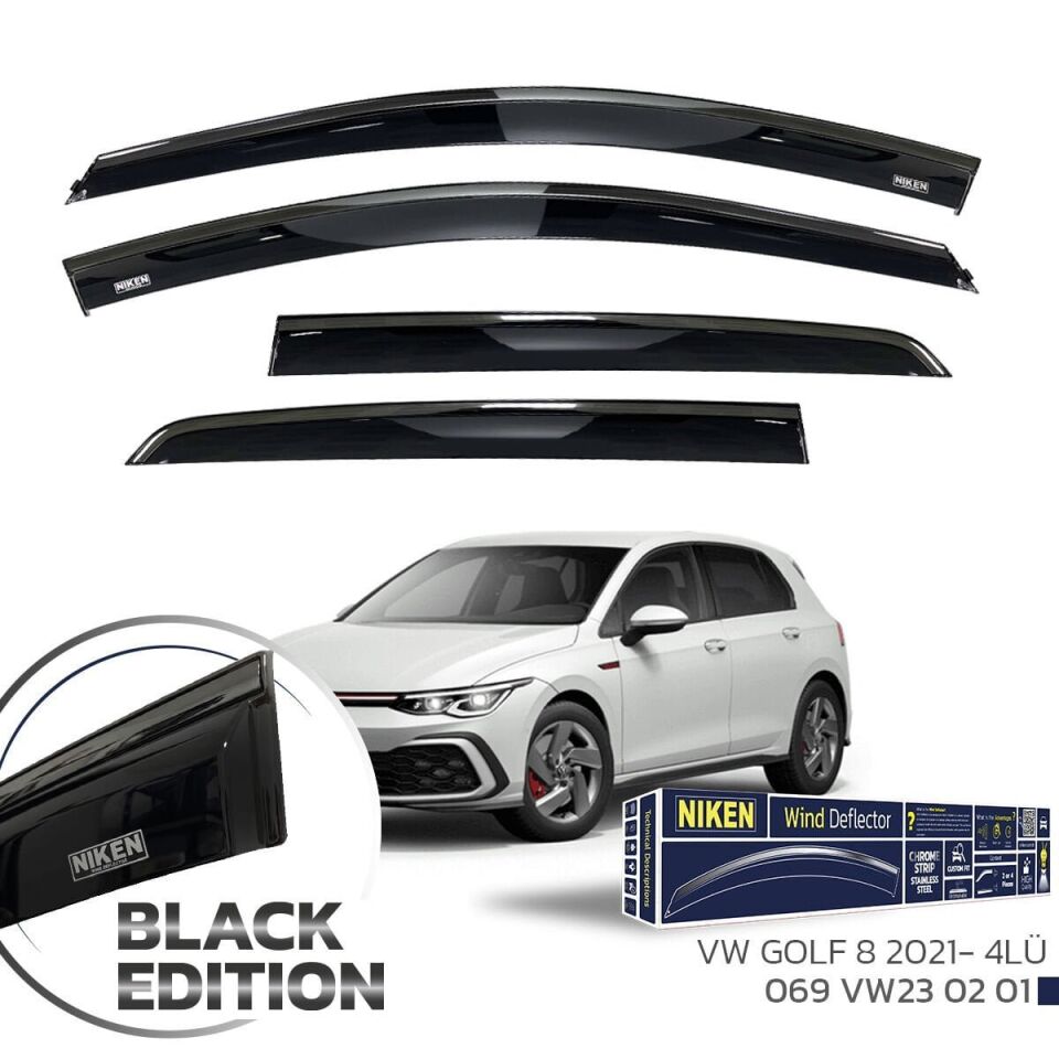 Vw Golf 8 Cam Rüzgarlığı Siyah Kromlu 2021+ Sonrası BlackEdition
