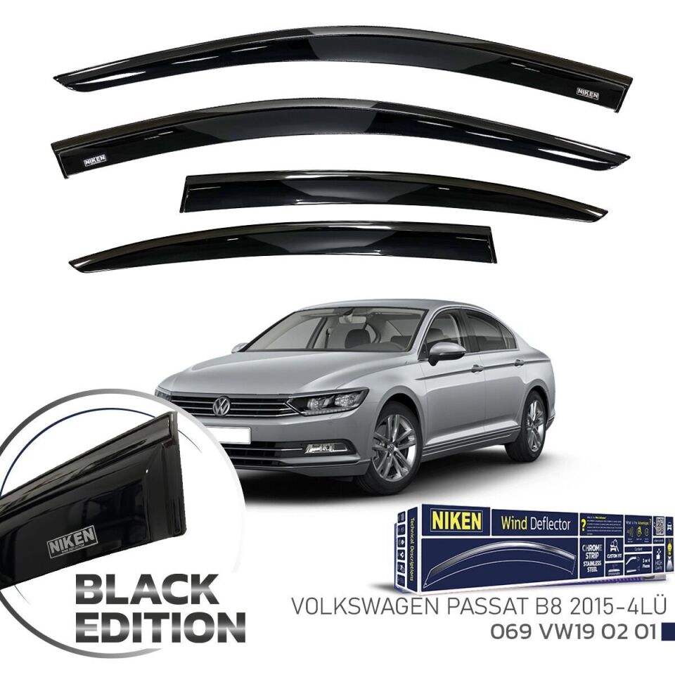 Vw Passat B8 Cam Rüzgarlığı Siyah Kromlu 2015+ Sonrası BlackEdition
