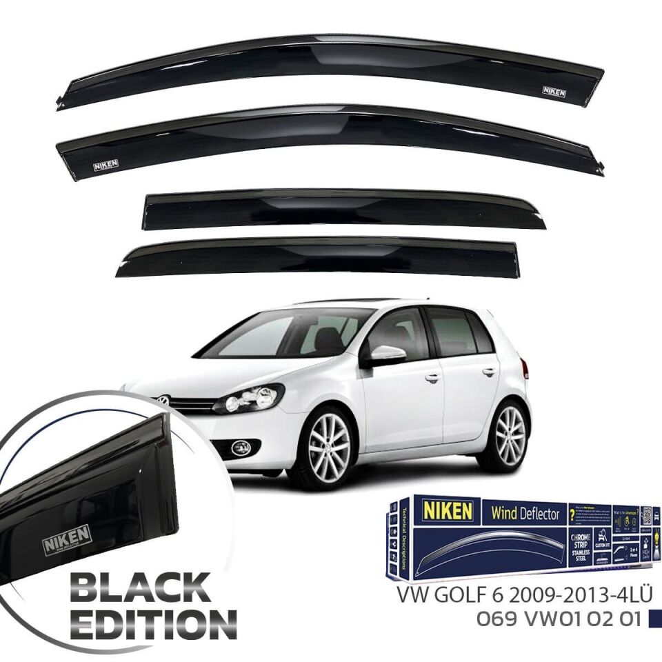 Vw Golf 6 Cam Rüzgarlığı Siyah Kromlu 2009+ Sonrası BlackEdition