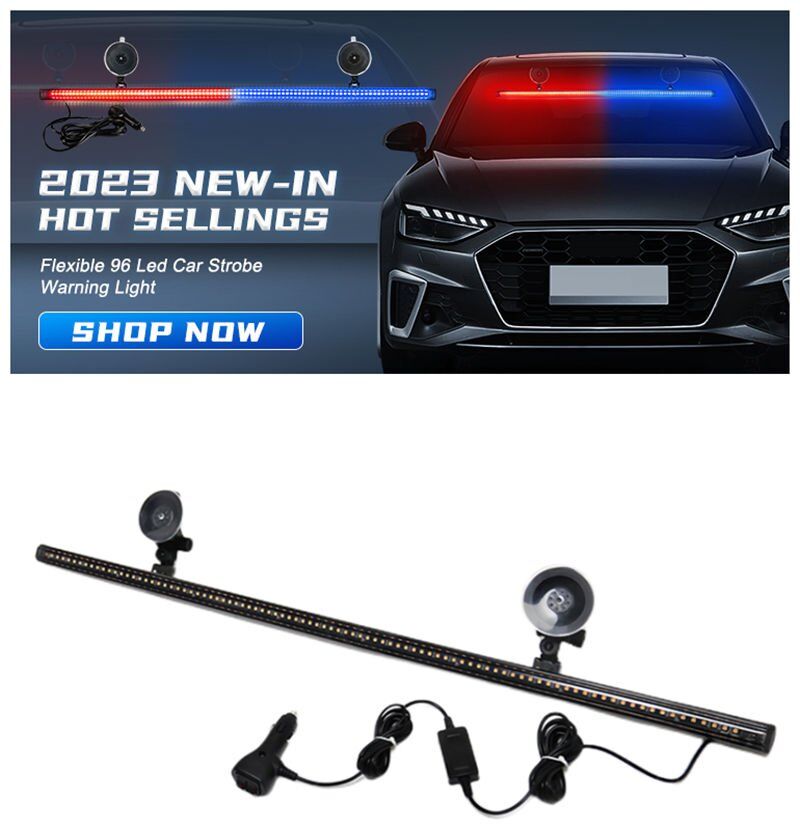 Çakar lamba 12-32v esnek model 84cm vantuzlu çakarlı mavi-kırmızı