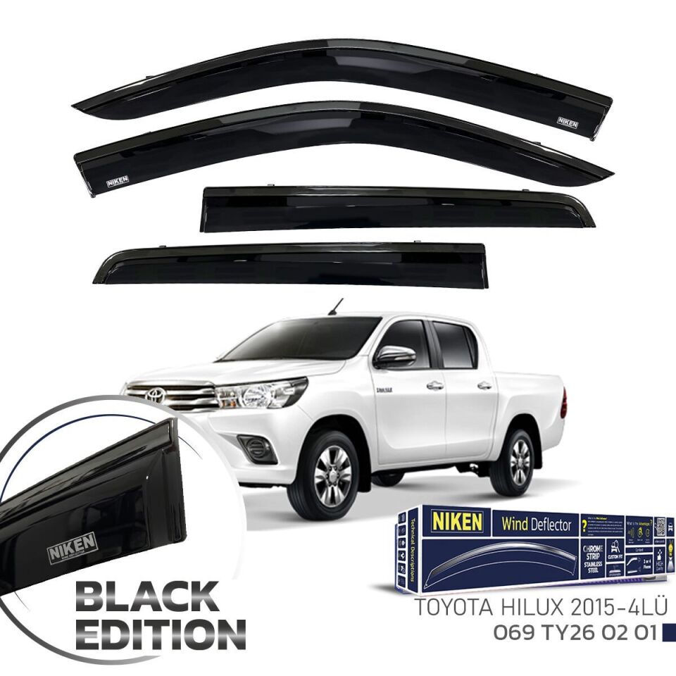 Toyota Hilux Cam Rüzgarlığı Siyah Kromlu 2015+ Sonrası BlackEdition