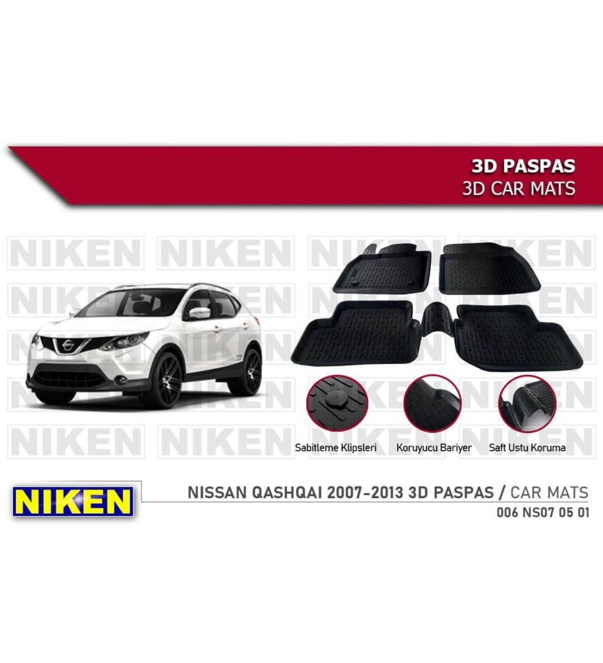 Nissan Qashqai Havuzlu 3D Paspas Niken Siyah 2014-2021 Arası