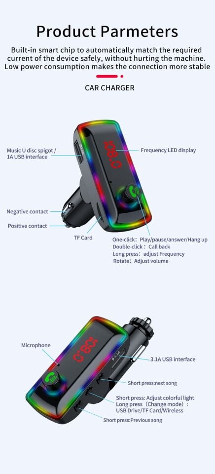 Multimedia araç kit type-c uzun model ICCA107