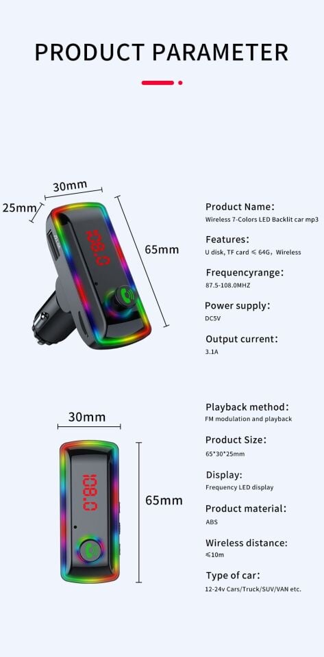 Multimedia araç kit type-c uzun model ICCA107