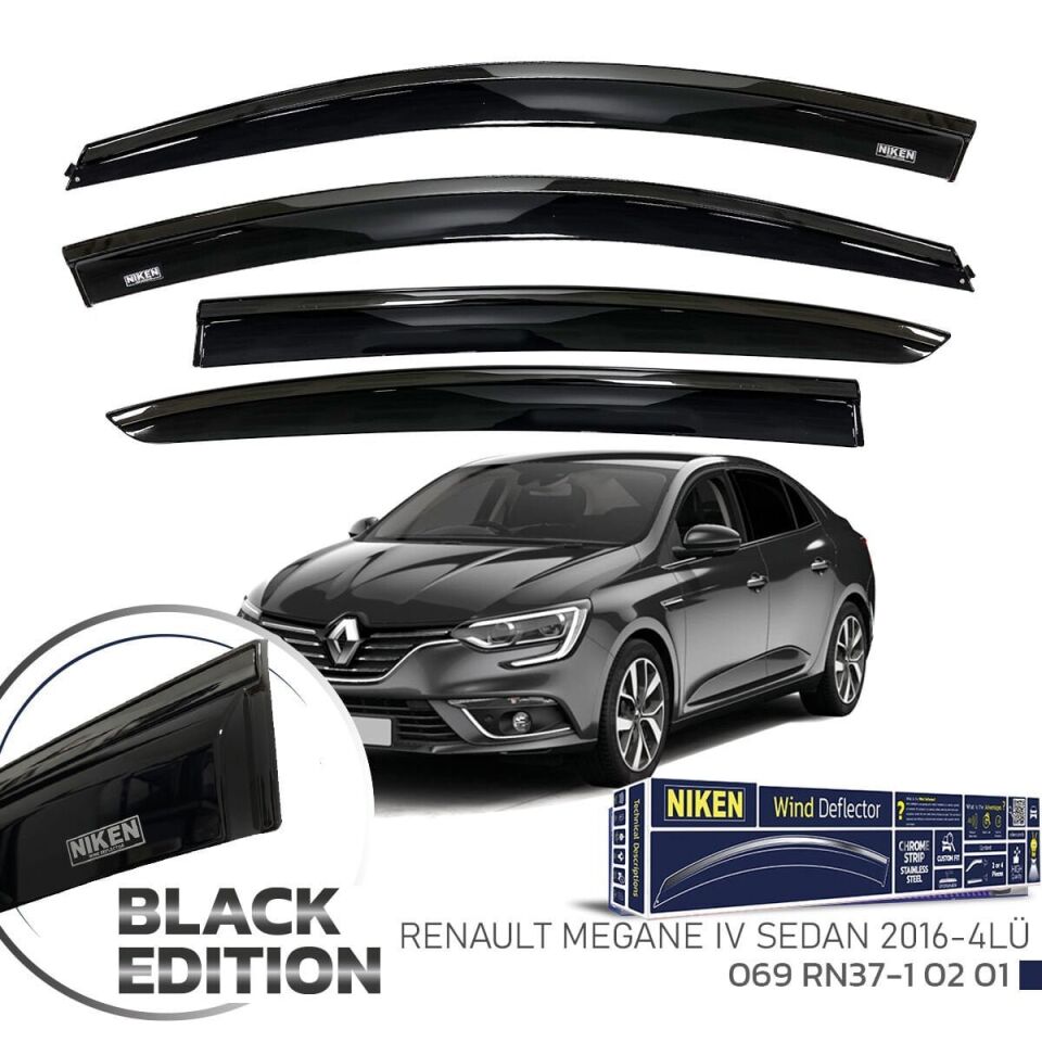 Renault Megane 4 Sedan Cam Rüzgarlığı Siyah Kromlu 2016+ Sonrası BlackEdition