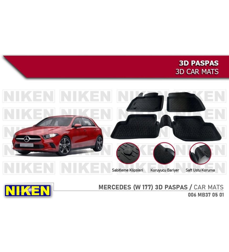 Mercedes A serisi (w177) Havuzlu 3D Paspas Niken Siyah 2019+ Sonrası