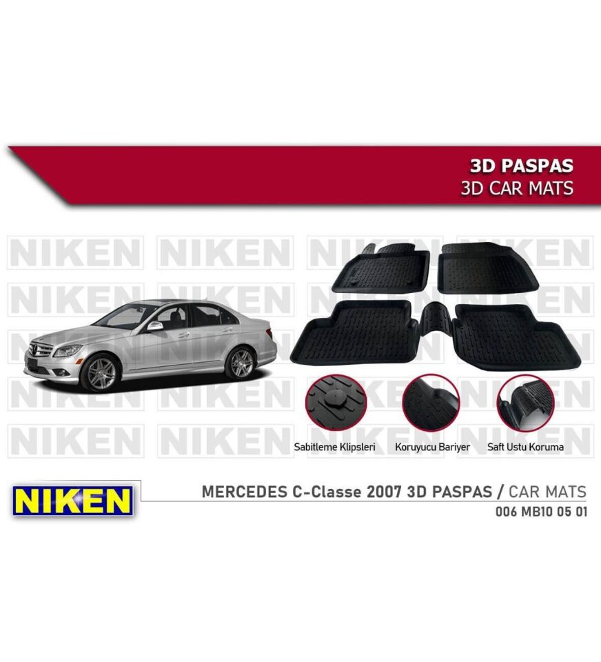 Mercedes E serisi w212 Havuzlu 3D Paspas Niken Siyah 2007 Sonrası